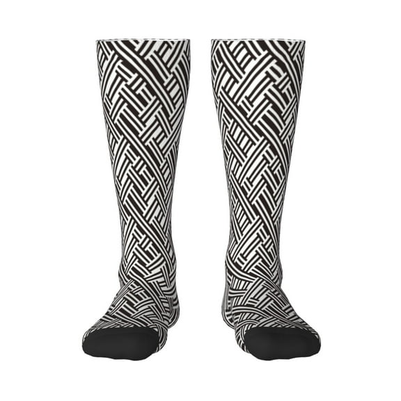Balery Black White Stripes Printed Novelty Socks Men's Women's Crew Socks Sports Socks Knee High Socks Cotton Socks Quirky and Cool Socks
