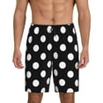 thumbnail image 1 of Balery Black and White Polka Dot Men's Cotton Knit Pajama Shorts Waistband & Pockets,Short Pajama Pants-Medium, 1 of 8