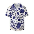 thumbnail image 1 of Balery Blue And White Porcelain Pattern Men's Casual Button Down Shirt Short Sleeve Textured Summer Cuban Beach Shirts-Medium, 1 of 7