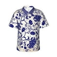 thumbnail image 1 of Balery Blue And White Porcelain Pattern Print Men's Hawaiian Shirts Short Sleeve Beach Shirt Relaxed Fit Vacation Button Down Shirts-X-Large, 1 of 9
