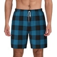 thumbnail image 1 of Balery Blue Black Plaid Mens Swim Trunks Swim Shorts for Men Quick Dry Inseam Beach Shorts with Compression Liner Pocket-Medium, 1 of 9