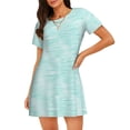 thumbnail image 1 of Balery Blue Bright Pattern Womens Short Sleeve Sleepshirt Scoopneck Cute Nightdress Comfy Nightgown Loungewear Dress, 1 of 6
