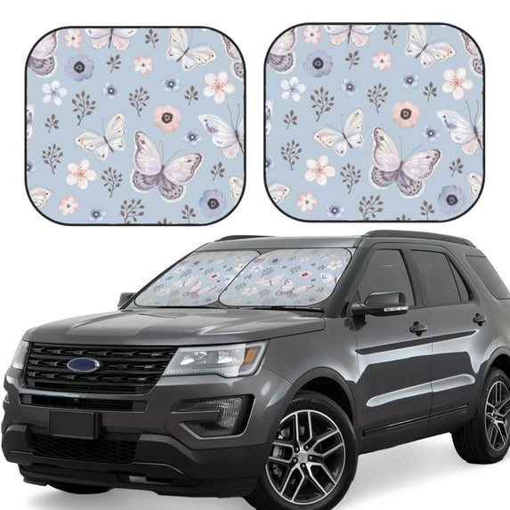 Balery Blue Butterfly Sun Shield 2 Pack For Car Front Windows Foldable Sun Visor Protector Blocks Max Uv Rays And Keeps Your Vehicle Cool For Most Sedans Suv Truck