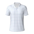 thumbnail image 1 of Balery Blue Checkboard Printed Men’s Short Sleeve Polo Shirt, Midweight Men's Shirt,Golf Polo shirts -Small, 1 of 8