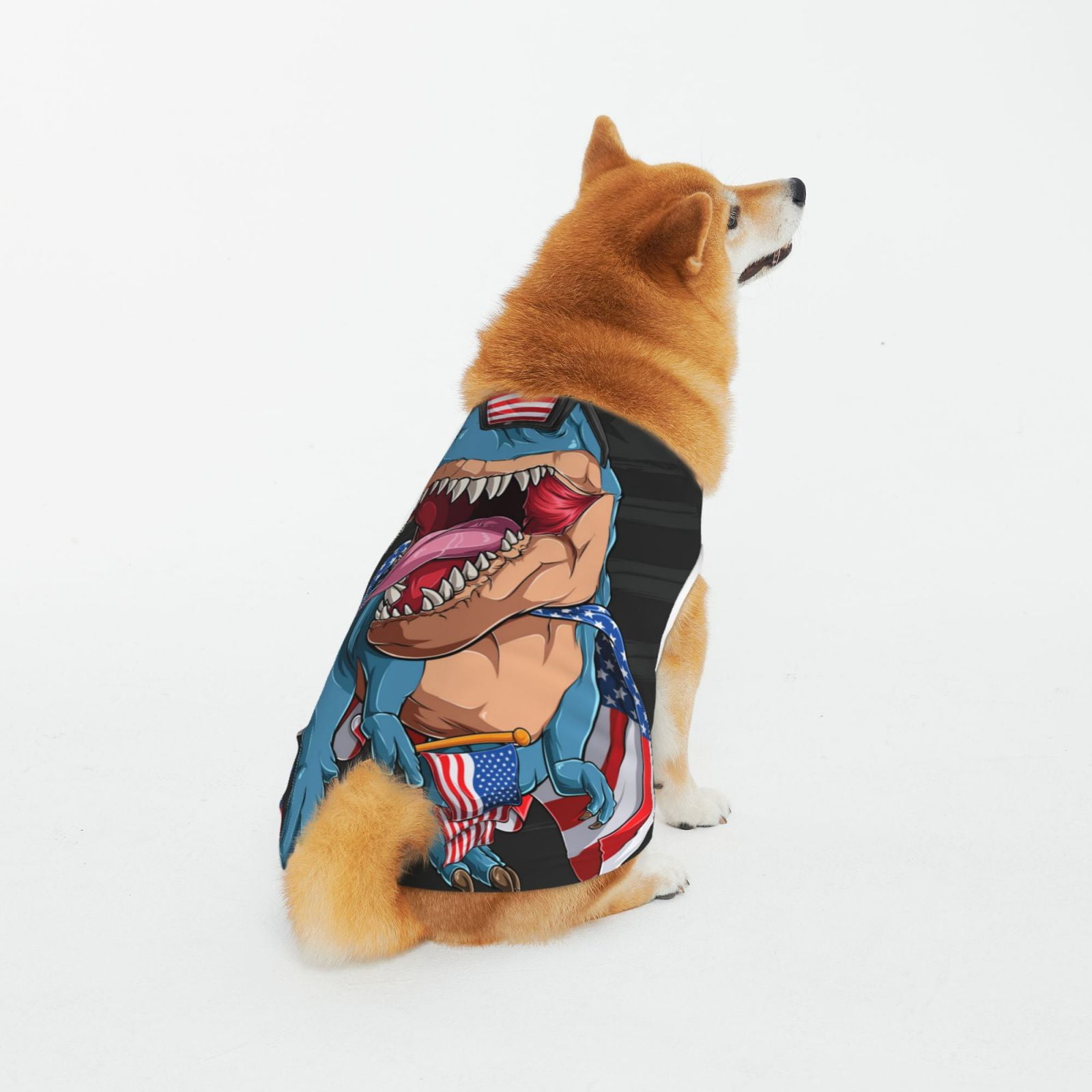 Balery Blue Dinosaur Pattern Cat Dog Sweater,Knit Big Dog Sweater