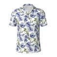 thumbnail image 1 of Balery Blue Flax Flowers Printed Men’s Short Sleeve Polo Shirt, Midweight Men's Shirt,Golf Polo shirts -X-Large, 1 of 9