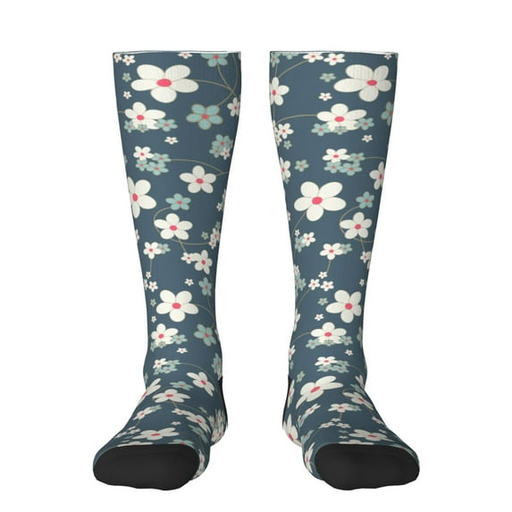 Balery Blue Flower Fun Novelty Socks Men'S Women'S Crew Socks Funny Crazy Novelty Socks Quirky And Cool Socks