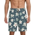 thumbnail image 1 of Balery Blue Flower Men's Cotton Knit Pajama Shorts Waistband & Pockets,Short Pajama Pants-Medium, 1 of 8