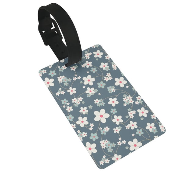 Balery Blue Flower Print Durable Luggage Tags with Secure Strap, Personalized Travel ID Tags for Suitcases, Bags, and Backpacks - Easy Identification for Men and Women
