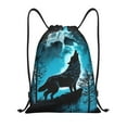 thumbnail image 1 of Balery Blue Full Moon Wolf Pattern Drawstring Backpack Bag Sport Gym Sackpack Cinch Bags Pattern Drawstring Backpack Bag Sport Gym Sackpack Cinch Bags -Small, 1 of 6