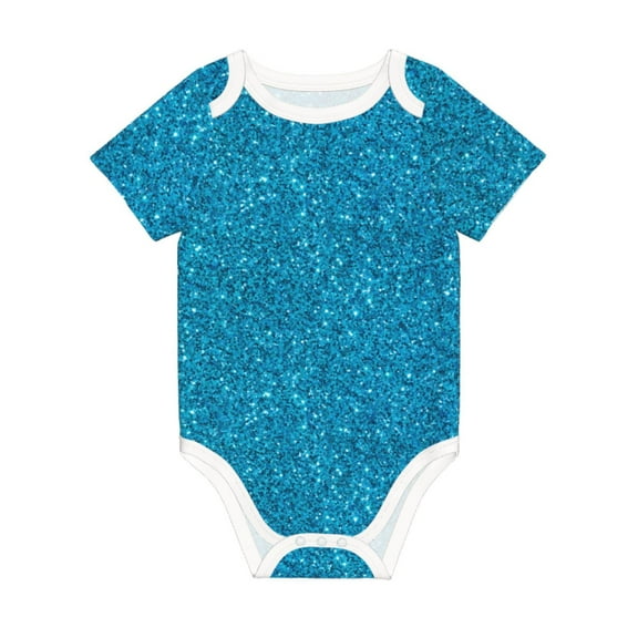 Balery Blue Glitter Pattern Baby Climbing Clothes Infant Bodysuit Cute Infant Bodysuit Baby Romper-6 Months
