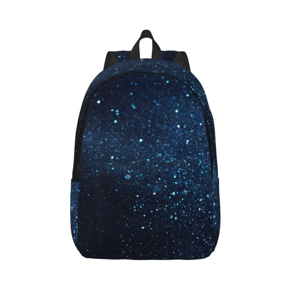 Balery Blue Glitter Retro Vintage Canvas Backpack for Men and Women - Large Capacity, Durable Travel Laptop Bag for School, Work, Hiking, and Outdoor Activities