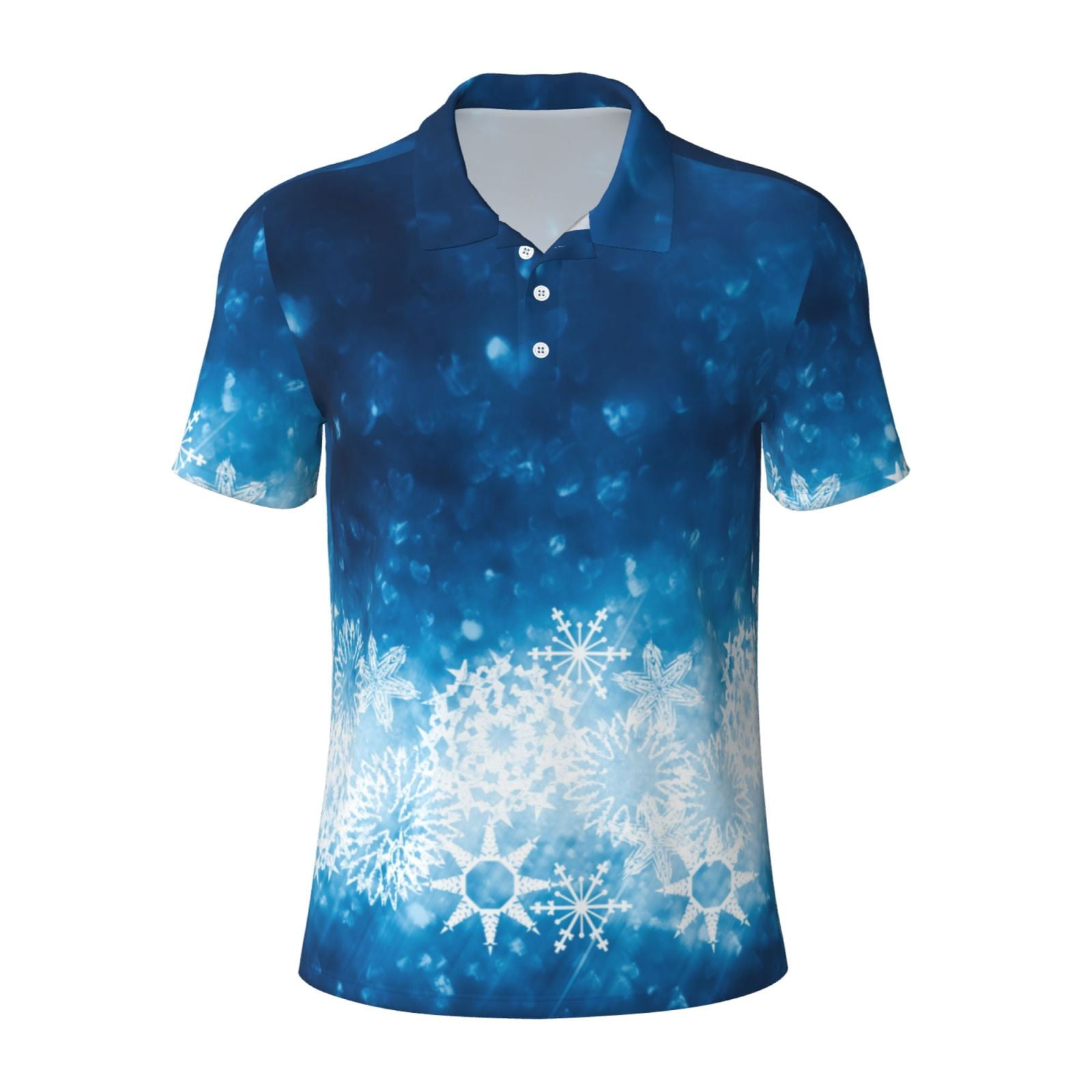 Balery Blue Glitter Sparkles Printed Men’s Short Sleeve Polo Shirt