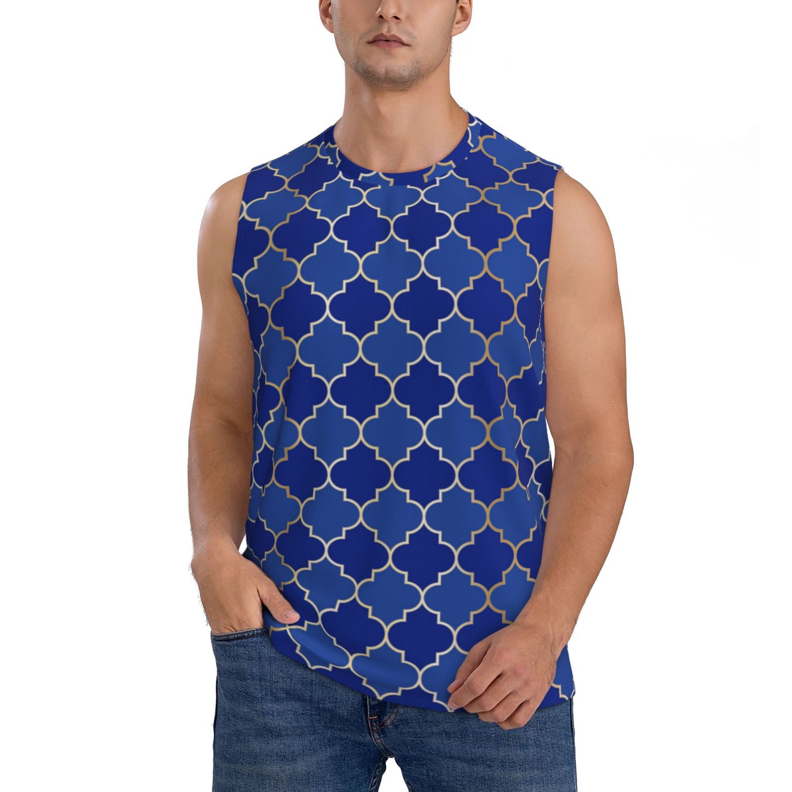 A4 Men's Cool Moisture Management Muscle Shirt - X-Large, Royal/White, Odor Resistant Active Wear