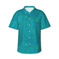 thumbnail image 1 of Balery Blue Green Glitter Print Men's Hawaiian Shirts Short Sleeve Beach Shirt Relaxed Fit Vacation Button Down Shirts-Large, 1 of 9