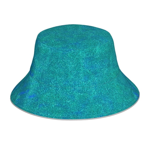 Balery Blue Green Glitter Sun Hats for Men Women Bucket Hat UPF 50+ Buckey Hat Boonie Hat Foldable UV Protection Hiking Beach Fishing Summer