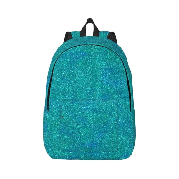 Balery Blue Green Glitter Vintage Canvas Backpack for Men and Women - Large Capacity, Durable Travel Laptop Bag for School, Work, Hiking, and Outdoor Activities