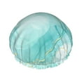 thumbnail image 1 of Balery Blue Marble Shower Caps, Double Layer Waterproof Shower Cap, Double Layers Reusable Shower Cap With Soft Comfortable For Long Thick Hair Soft Bath Shower Hair Caps, 1 of 9