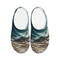 thumbnail image 1 of Balery Blue Ocean Waves Pattern Women's Fuzzy Memory Foam Slippers Fluffy Winter House Shoes Indoor and Outdoor-39/40, 1 of 7