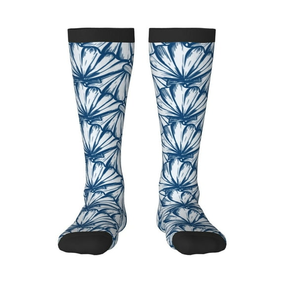 Balery Blue Shells Printed Novelty Socks Men's Women's Crew Socks Sports Socks Knee High Socks Cotton Socks Quirky and Cool Socks