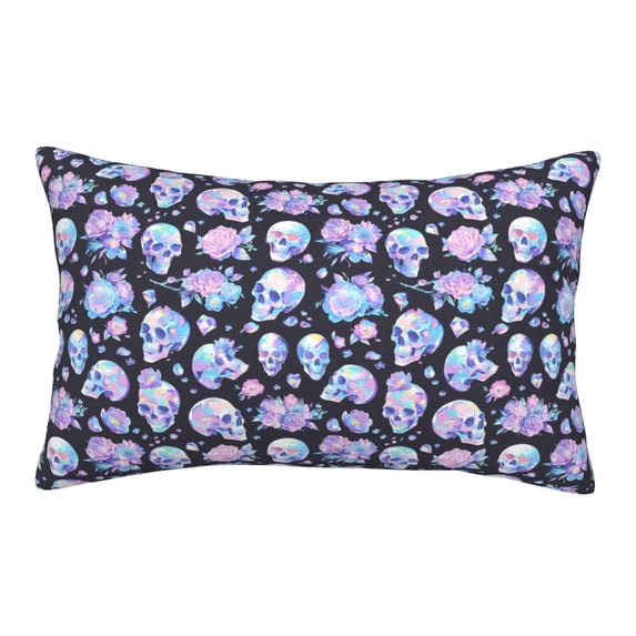 Balery Blue Skull Flower Bedding Queen Pillow Cases - Envelope Closure - Soft Brushed Microfiber Fabric - Shrinkage and Fade Resistant Pillow Cases-16"x24"