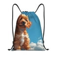Balery Blue Sky Cloud Puppy Pattern Drawstring Backpack Bag Sport Gym