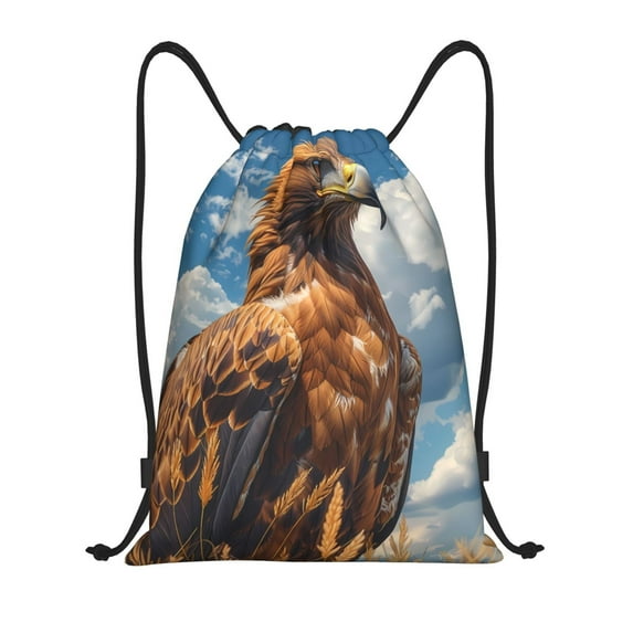 Balery Blue Sky White Cloud Eagle Pattern Drawstring Backpack Bag Sport Gym Sackpack Cinch Bags Pattern Drawstring Backpack Bag Sport Gym Sackpack Cinch Bags -Small