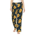 thumbnail image 1 of Balery Blue Striped Sunflower A print Women's Pajama Pants,Ultra Lightweight Pjs,Lounge Pant-Medium, 1 of 9