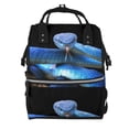 thumbnail image 1 of Balery Blue Viper Snake Mummy Backpack - Waterproof Twill Canvas, Large Capacity Diaper Bag with Multiple Pockets and Adjustable Straps, 1 of 6