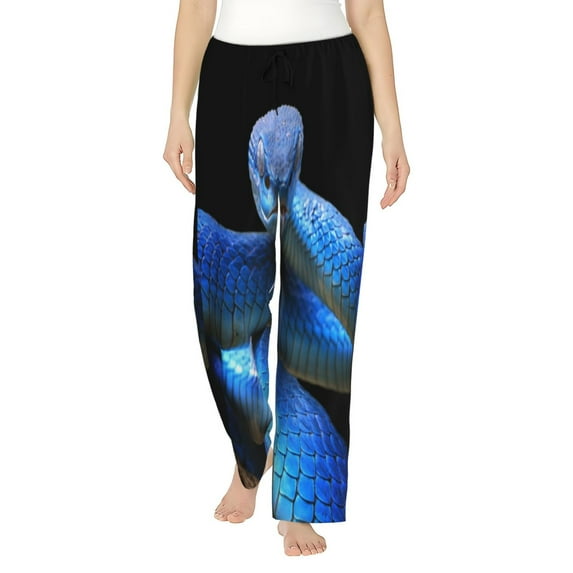 Balery Blue Viper Snake print Women's Pajama Pants,Ultra Lightweight Pjs,Lounge Pant-Medium