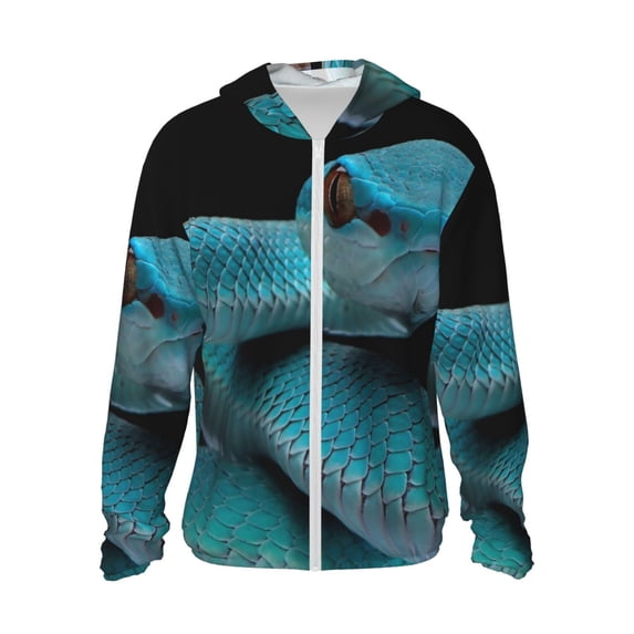 Balery Blue Viper Snake1 Men's Women's UPF 50+ Sun Protection Lightweight Hoodie Performance Long Sleeve Shirt for Fishing Running-3X-Large