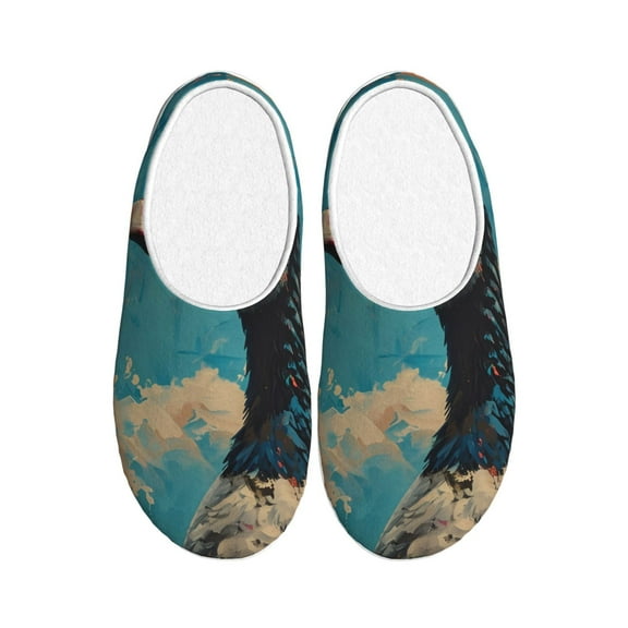 Balery Blue Watercolor Duck Pattern Women's Fuzzy Memory Foam Slippers Fluffy Winter House Shoes Indoor and Outdoor-46/47