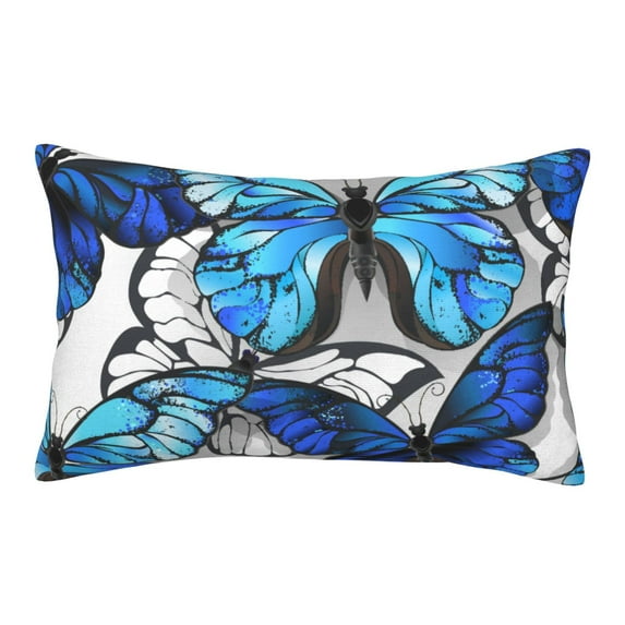 Balery Blue and White Butterflies Bedding Queen Pillow Cases - Envelope Closure - Soft Brushed Microfiber Fabric - Shrinkage and Fade Resistant Pillow Cases-14"x20"