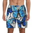 thumbnail image 1 of Balery Blue and White Butterflies Mens Swim Trunks Swim Shorts for Men Quick Dry Inseam Beach Shorts with Compression Liner Pocket-X-Large, 1 of 9
