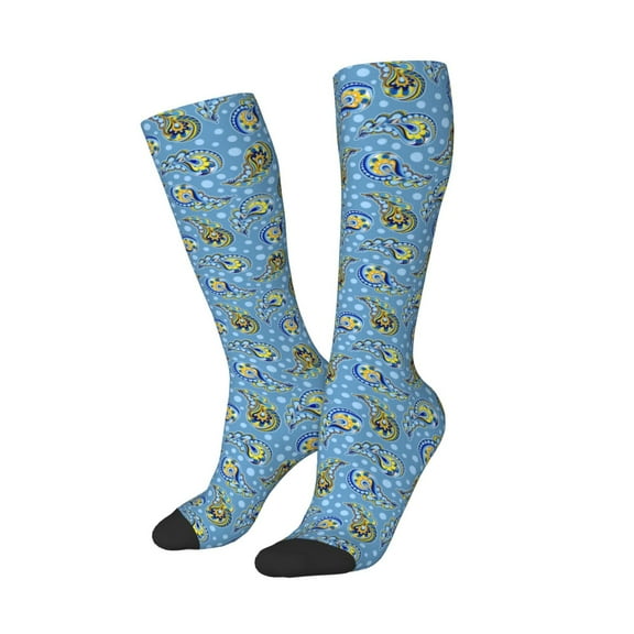 Balery Blue paisley pattern Printed Novelty Socks Men's Women's Crew Socks Sports Socks Knee High Socks Cotton Socks Quirky and Cool Socks