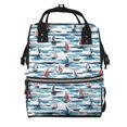 thumbnail image 1 of Balery Boat In Ocean Mummy Backpack - Waterproof Twill Canvas, Large Capacity Diaper Bag with Multiple Pockets and Adjustable Straps, 1 of 6