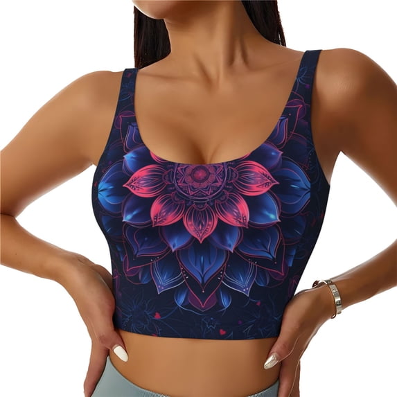 Balery Bohemian Vintage Pattern Pattern Racerback Sports Bras for Women - Padded Seamless High Impact Support for Yoga Gym Workout Fitness-X-Large
