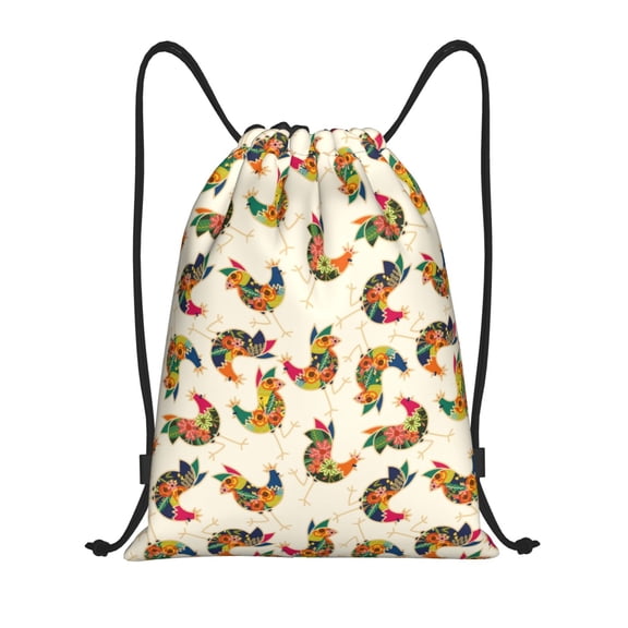 Balery Boho Chicken Pattern Drawstring Backpack Bag Sport Gym Sackpack Cinch Bags Pattern Drawstring Backpack Bag Sport Gym Sackpack Cinch Bags -Small