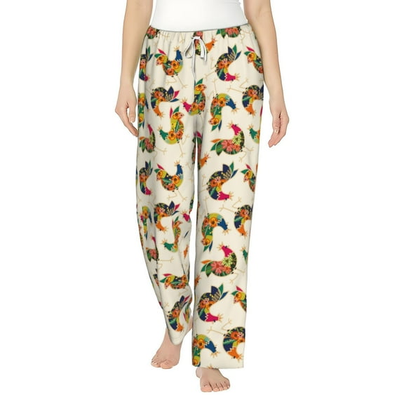 Balery Boho Chicken print Women's Pajama Pants,Ultra Lightweight Pjs,Lounge Pant-Small