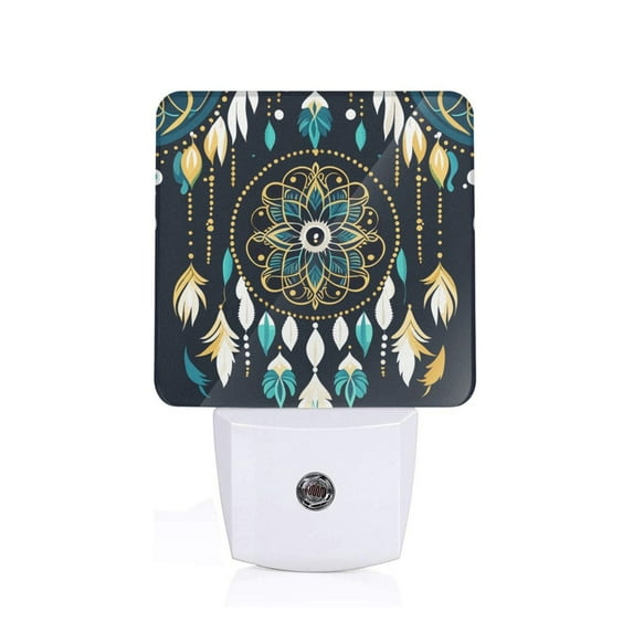 Balery Boho Dreamcatcher Pattern LED Night Light with Automatic Sensor Plug in Night Light with Dusk-to-Dawn Light Sensor LED Nightlight 0.5W-EU