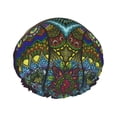 thumbnail image 1 of Balery Boho Owl Shower Caps, Double Layer Waterproof Shower Cap, Double Layers Reusable Shower Cap With Soft Comfortable For Long Thick Hair Soft Bath Shower Hair Caps, 1 of 9