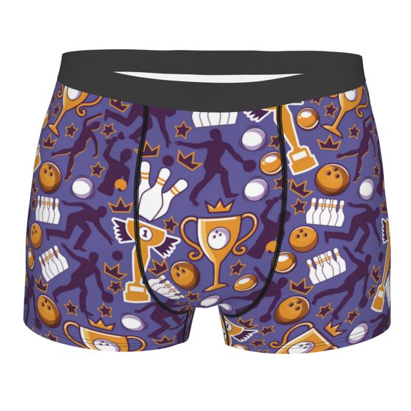 Balery Bowling Game Men's Boxer Briefs, Soft and Breathable Cotton Underwear with nylon Waistband-XX-Large