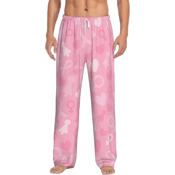 Balery Breast Cancer Awareness print Men's Pajama Pants,Ultra Lightweight Pjs,Lounge Pant-XX-Large