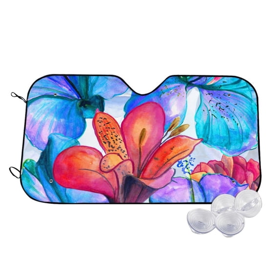 Balery Bright Flowers Print Car Windshield Sun Shade,Windshield Sunshade for Car Pickup Truck SUV Accessories-Medium
