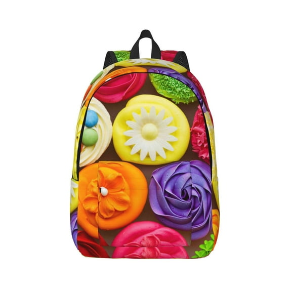 Balery Brightly Colored Cupcakes Vintage Canvas Backpack for Men and Women - Large Capacity, Durable Travel Laptop Bag for School, Work, Hiking, and Outdoor Activities