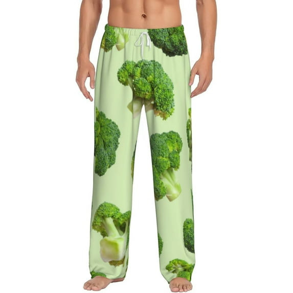 Balery Broccoli 3 print Men's Pajama Pants,Ultra Lightweight Pjs,Lounge Pant-Small