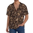 thumbnail image 1 of Balery Brown Camouflage Skull Men's Casual Button Down Shirt Short Sleeve Textured Summer Cuban Beach Shirts-, 1 of 7