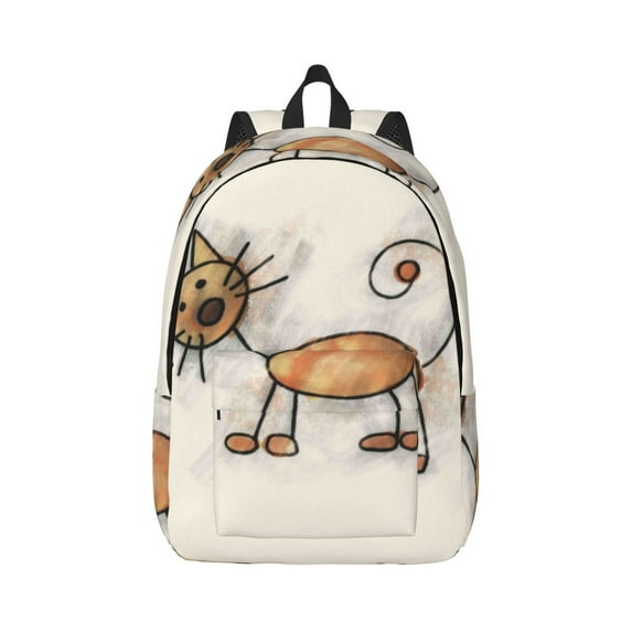 Balery Brown Cat Cartoon Vintage Canvas Backpack for Men and Women - Large Capacity, Durable Travel Laptop Bag for School, Work, Hiking, and Outdoor Activities