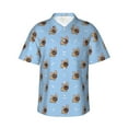 thumbnail image 1 of Balery Brown French Bulldog Print Men's Hawaiian Shirts Short Sleeve Beach Shirt Relaxed Fit Vacation Button Down Shirts-Small, 1 of 9