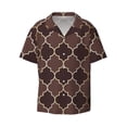 thumbnail image 1 of Balery Brown Gold Grid Men's Casual Button Down Shirt Short Sleeve Textured Summer Cuban Beach Shirts-3X-Large, 1 of 7